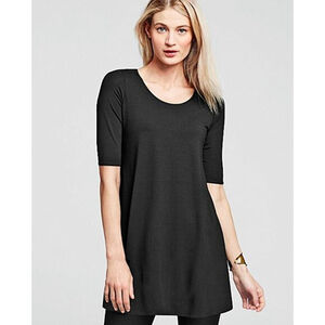 Eileen Fisher Black Rayon Jersey
Stretchy‎ Minimalist Tunic Dress Top XXS